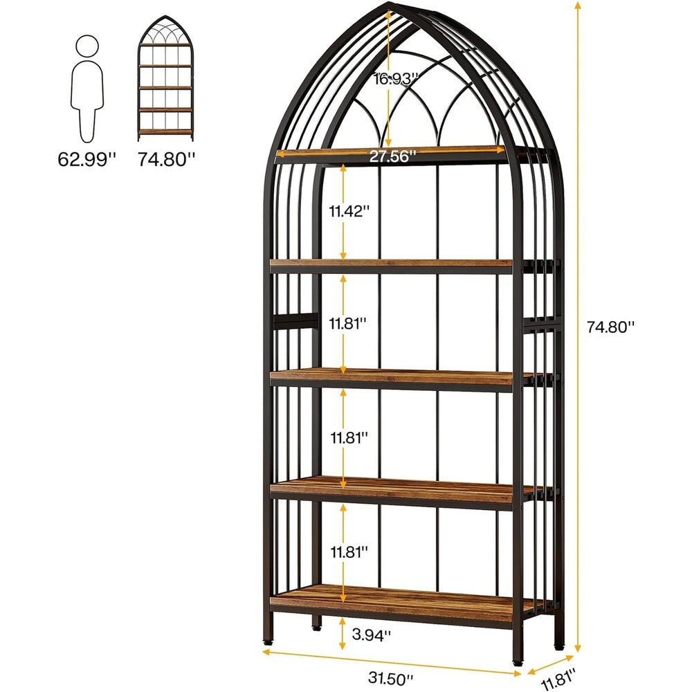 Tribesigns 5-Tier Plant Stand 74.8 Inch Tall Indoor Wood Metal Industrial Rack Image 2