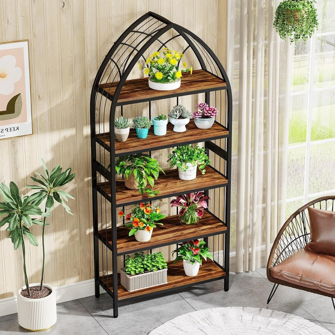 Tribesigns 5-Tier Plant Stand 74.8 Inch Tall Indoor Wood Metal Industrial Rack Image 3