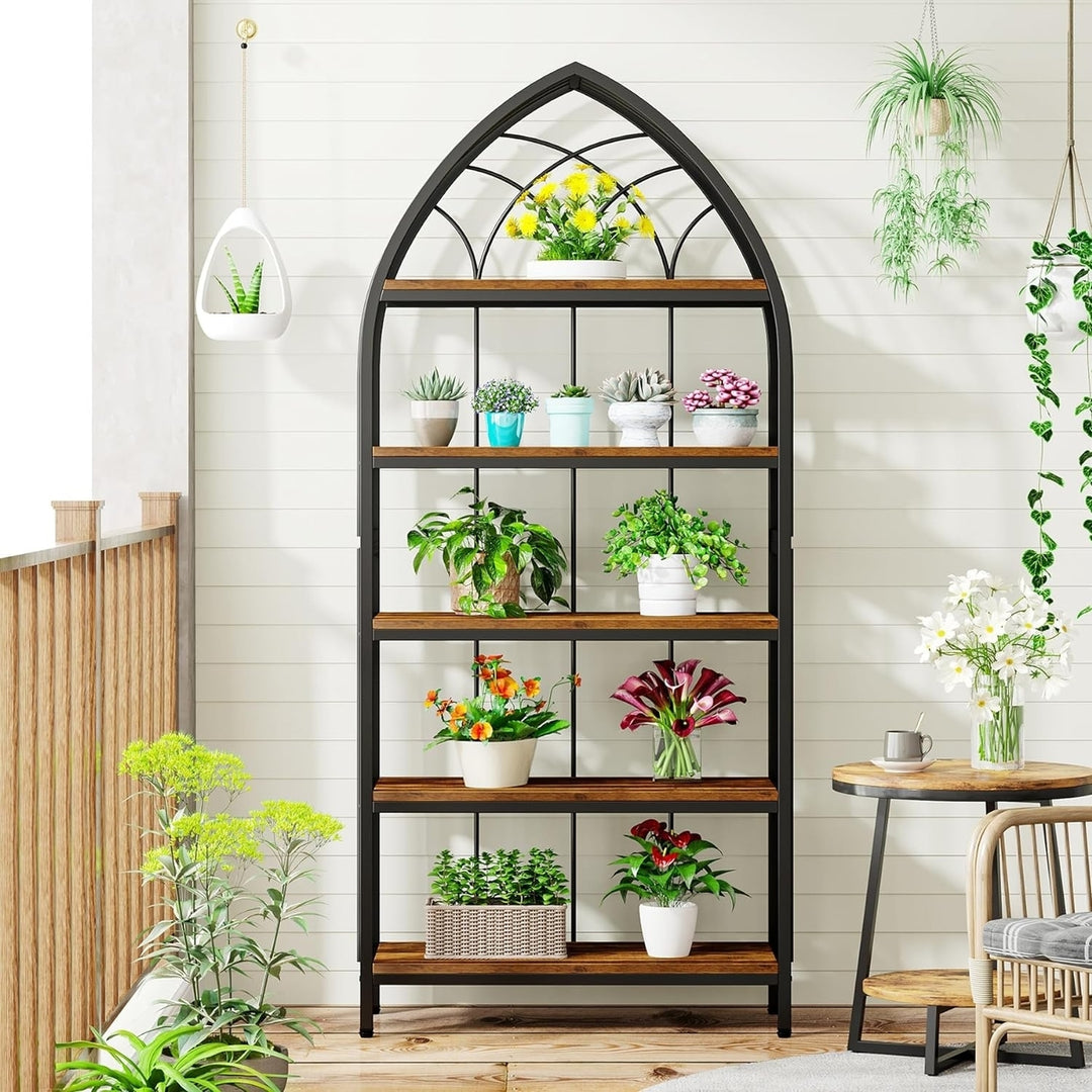 Tribesigns 5-Tier Plant Stand 74.8 Inch Tall Indoor Wood Metal Industrial Rack Image 4