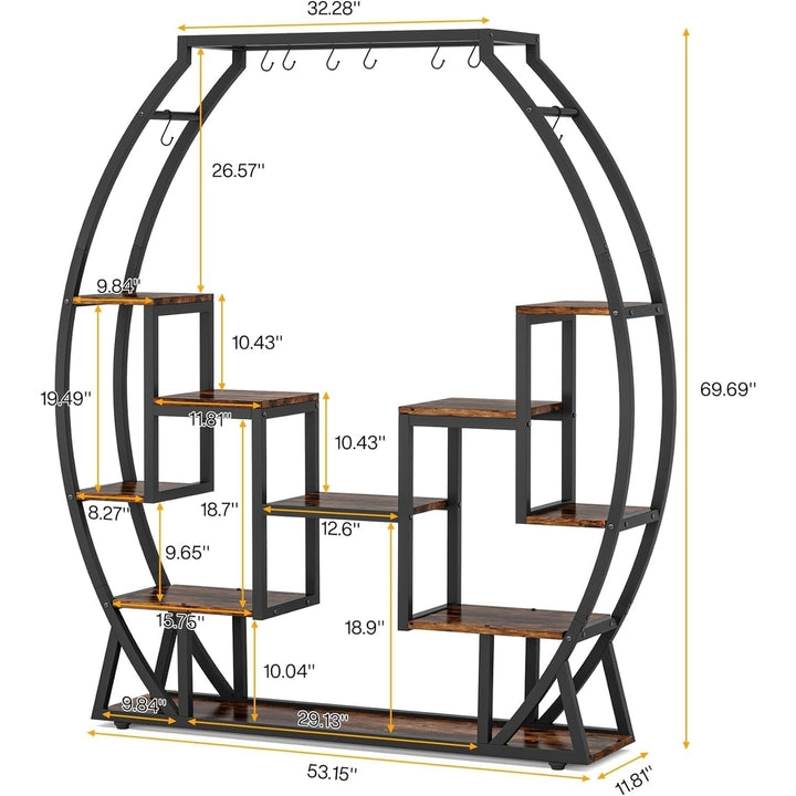 Tribesigns 5-Tier Indoor Plant Stand 69.69 Inches Tall Metal and Wood Storage Image 6