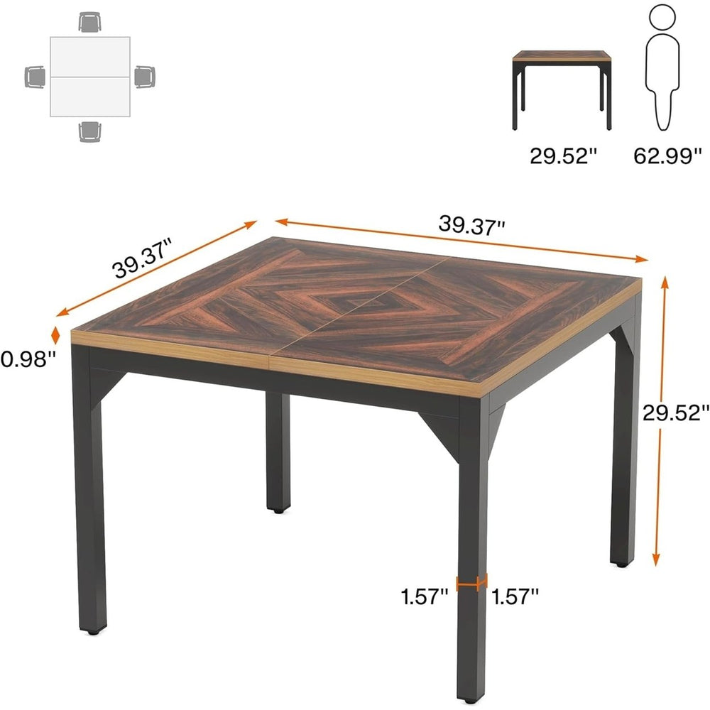 Tribesigns Square Dining Table for 4, 39.4" Small Dinner Table Kitchen Table with Heavy Duty Frame Image 2