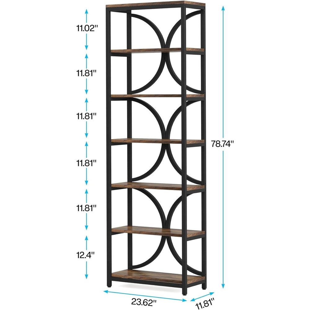 Tribesigns Bookshelf 6-Tier Bookcase, Industrial Tall Book Shelf with Storage Shelves, 78.74" H Narrow Display Rack Image 2