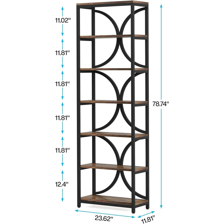 Tribesigns Bookshelf 6-Tier Bookcase, Industrial Tall Book Shelf with Storage Shelves, 78.74" H Narrow Display Rack Image 2