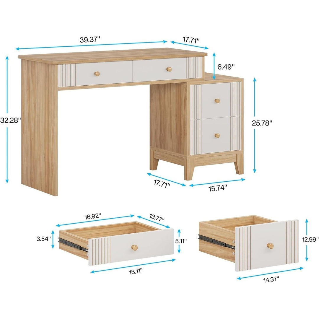 Tribesigns Makeup Vanity Desk 51 Inch with 4 Drawers Modern Dressing Table Black Image 2