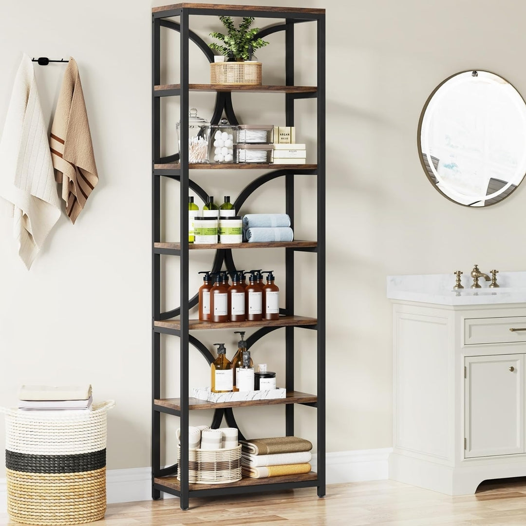 Tribesigns Bookshelf 6-Tier Bookcase, Industrial Tall Book Shelf with Storage Shelves, 78.74" H Narrow Display Rack Image 3