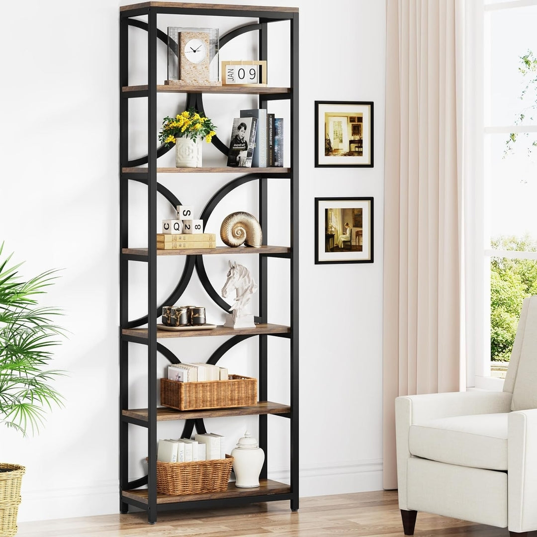 Tribesigns Bookshelf 6-Tier Bookcase, Industrial Tall Book Shelf with Storage Shelves, 78.74" H Narrow Display Rack Image 4