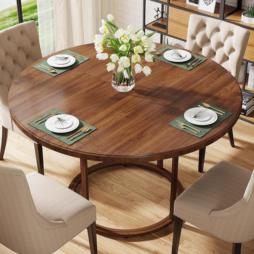 Tribesigns 47" Round Dining Table for 4 to 6, Kitchen Table with Metal Frame and 4 Divided Storage Compartments Image 6