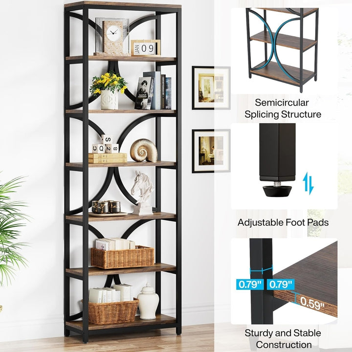 Tribesigns Bookshelf 6-Tier Bookcase, Industrial Tall Book Shelf with Storage Shelves, 78.74" H Narrow Display Rack Image 5