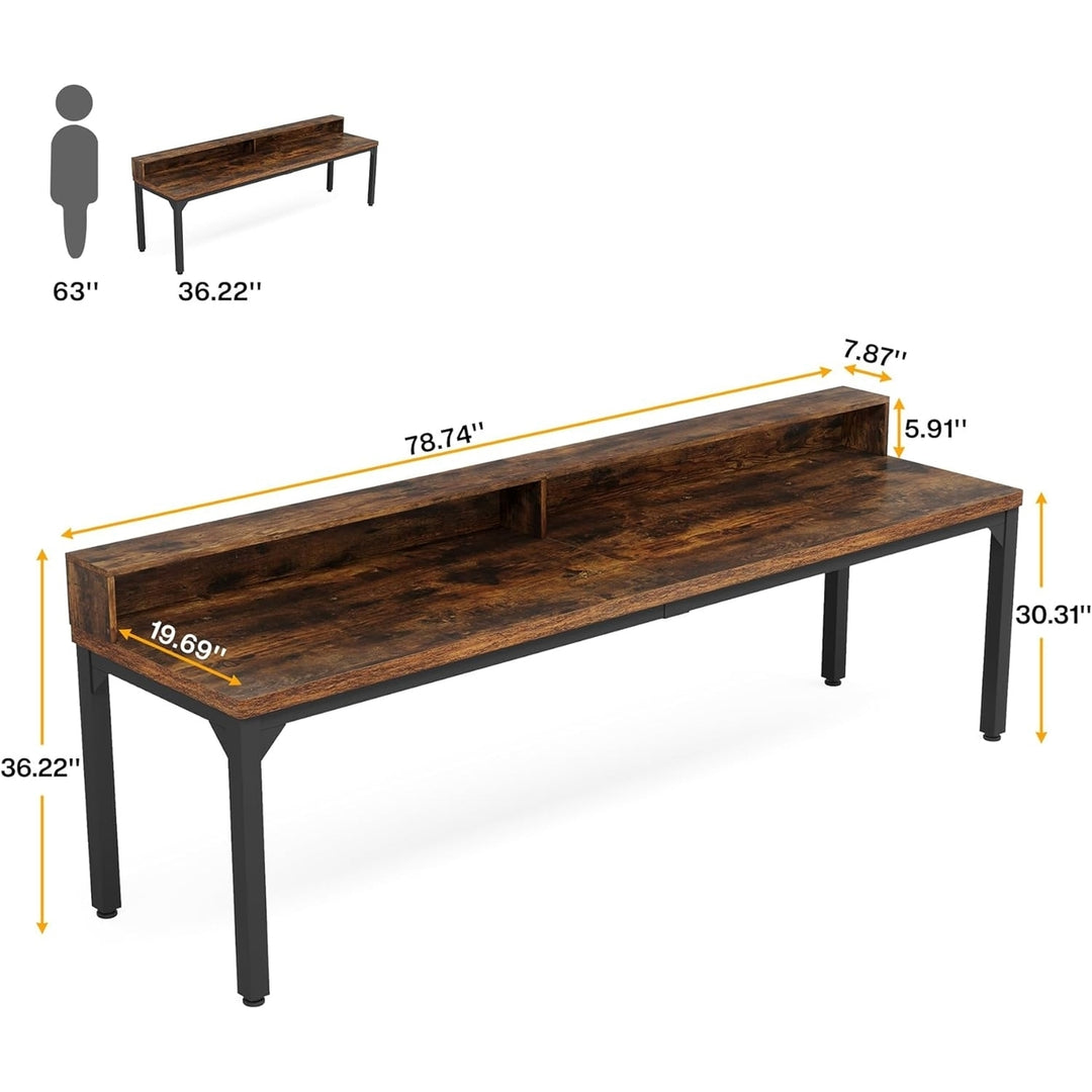 Tribesigns 78.74" Long Home Office Desk Dual Workspace with Monitor Stand Image 2