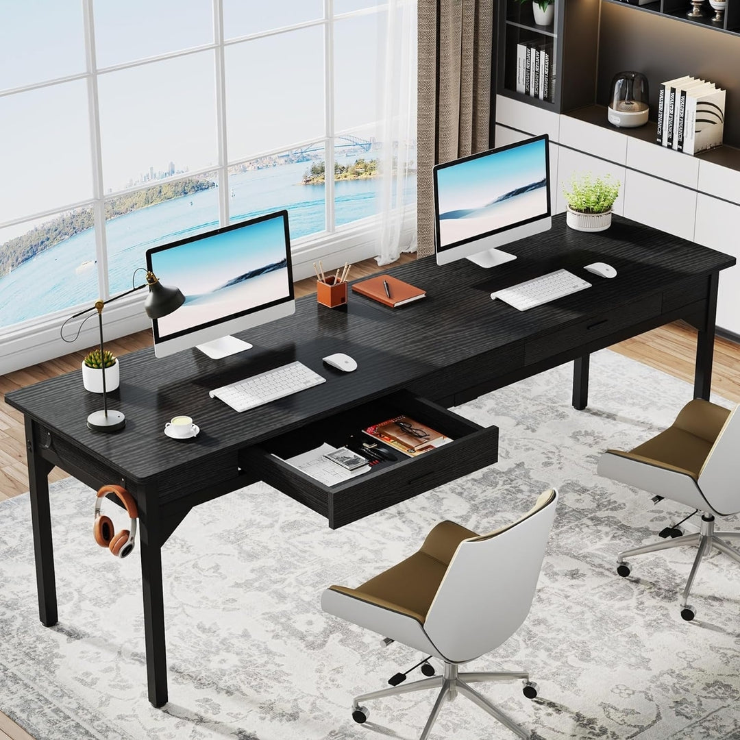 Tribesigns Extra Long Computer Desk, [2 Drawers], Two Person Desk Large Executive Office Desk Image 1