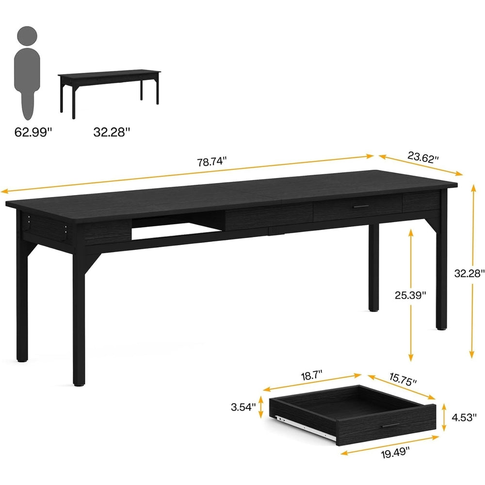 Tribesigns Extra Long Computer Desk, [2 Drawers], Two Person Desk Large Executive Office Desk Image 2