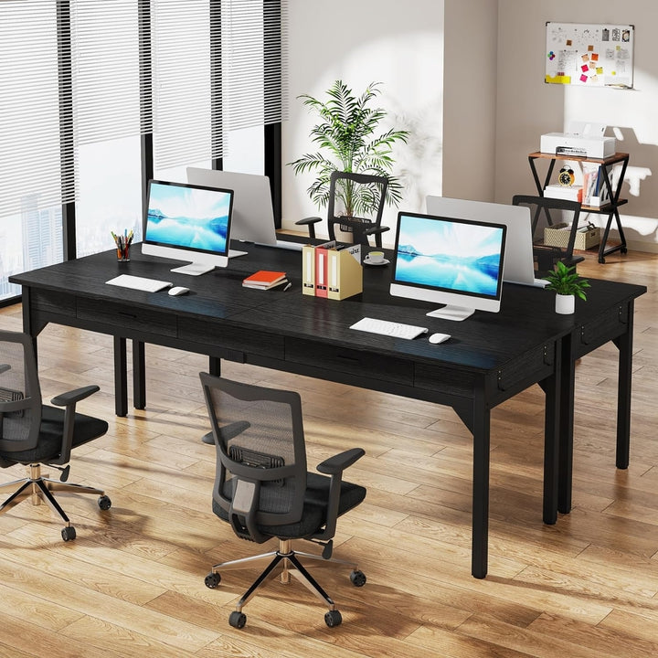 Tribesigns Extra Long Computer Desk, [2 Drawers], Two Person Desk Large Executive Office Desk Image 3