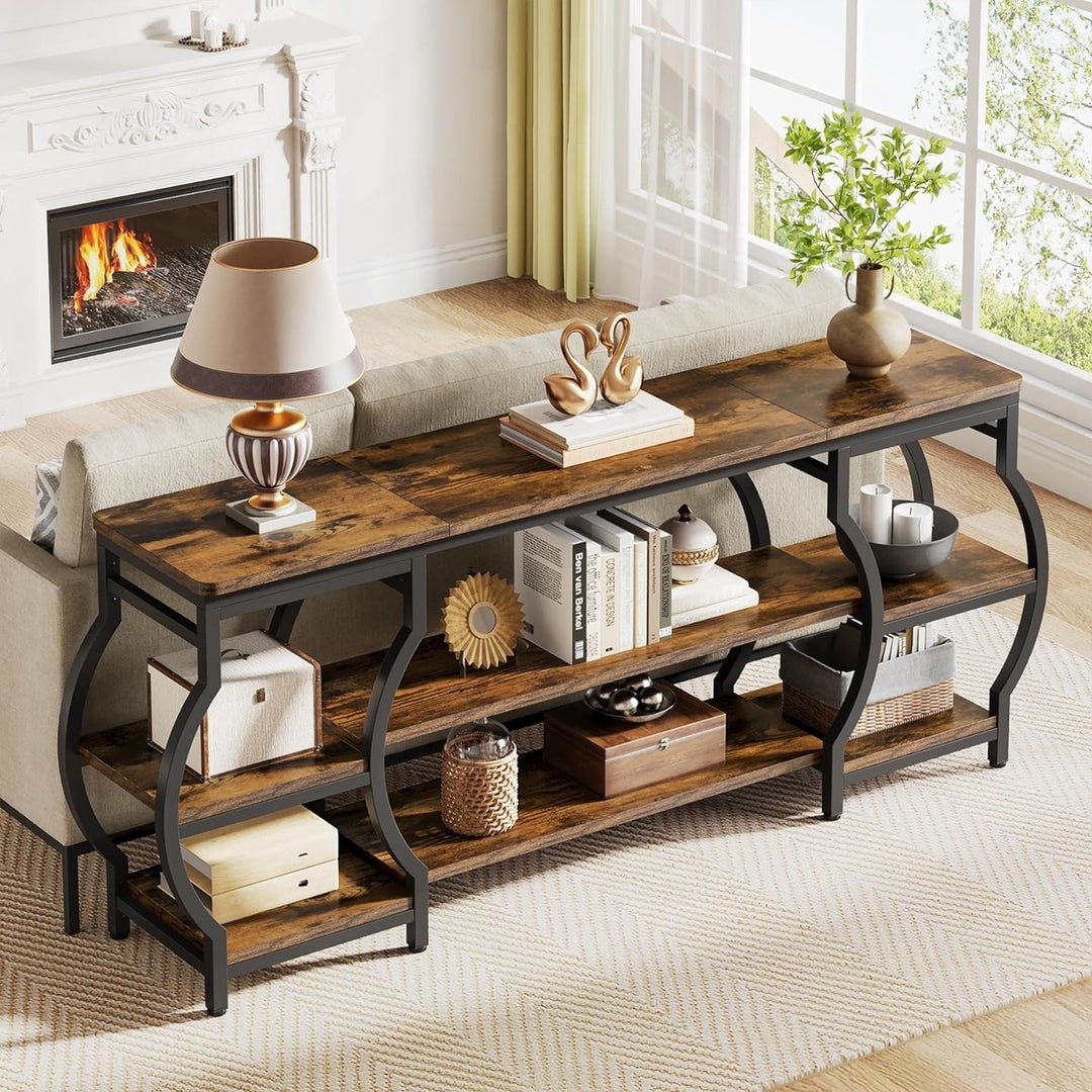 Tribesigns 63 Long Console Table, 3 Tier Entryway Table with Storage Shelves, Industrial Sofa Table Image 3