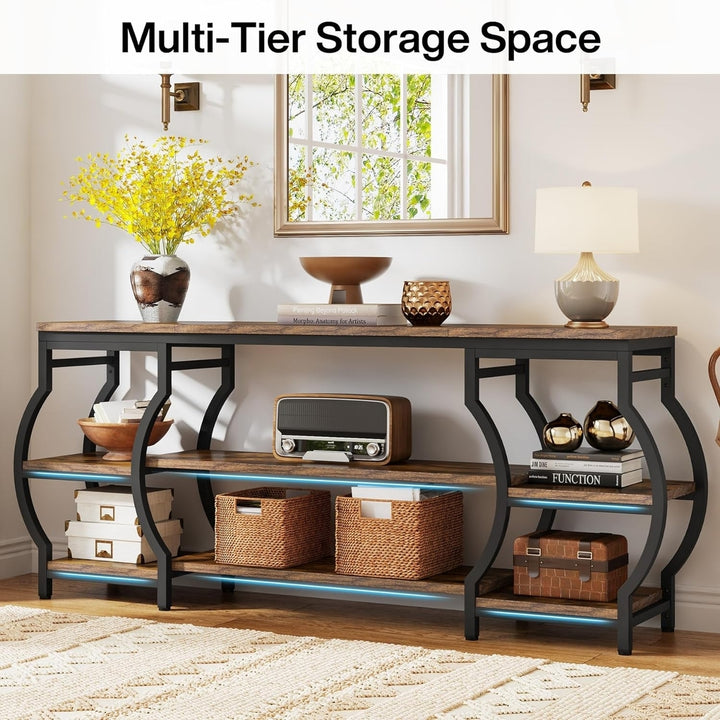 Tribesigns 63 Long Console Table, 3 Tier Entryway Table with Storage Shelves, Industrial Sofa Table Image 5