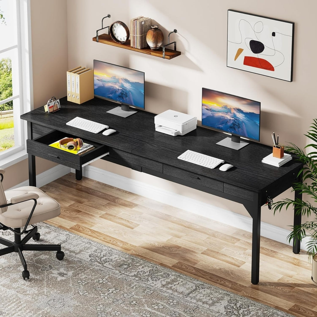 Tribesigns Extra Long Computer Desk, [2 Drawers], Two Person Desk Large Executive Office Desk Image 5