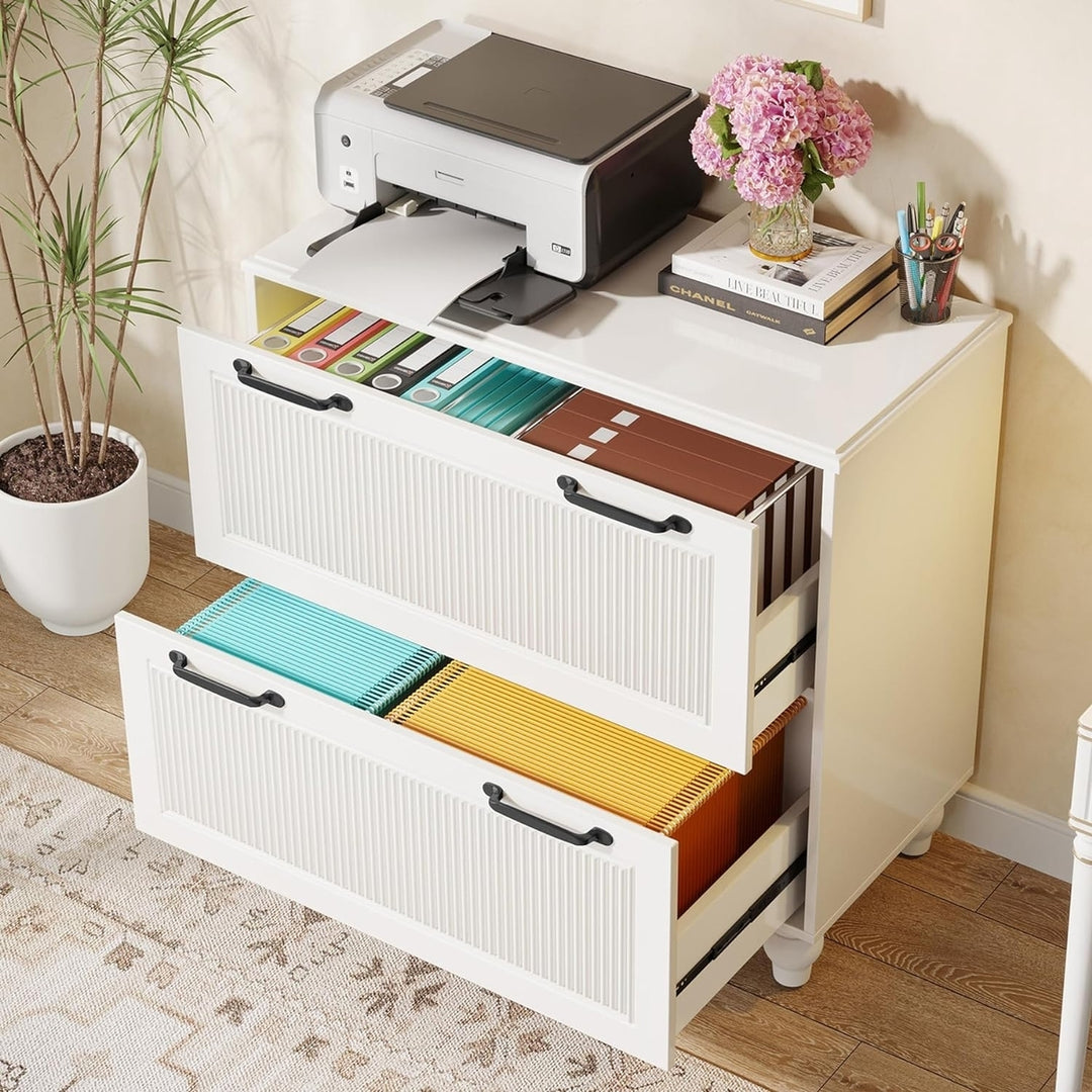 Tribesigns 2-Drawer File Cabinet White Wood Lateral Filing Cabinet Letter Legal Image 7