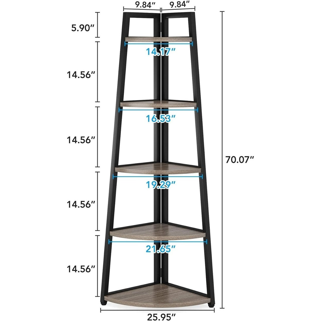 Tribesigns 70 Inch Tall Corner Shelf 5 Tier Industrial Bookshelf Plant Stand Image 8