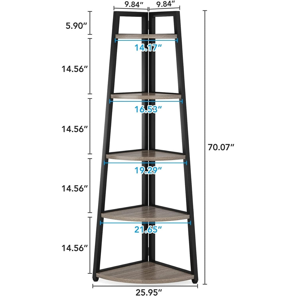 Tribesigns 70 Inch Tall Corner Shelf 5 Tier Industrial Bookshelf Plant Stand Image 2