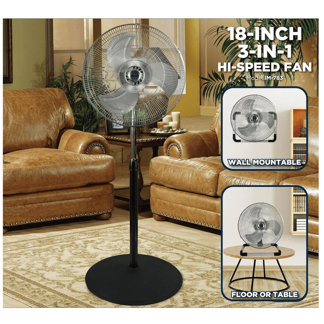 Impress 18-Inch 3-in-1 High-Velocity Fan with Floor Stand and Wall Mount Image 7