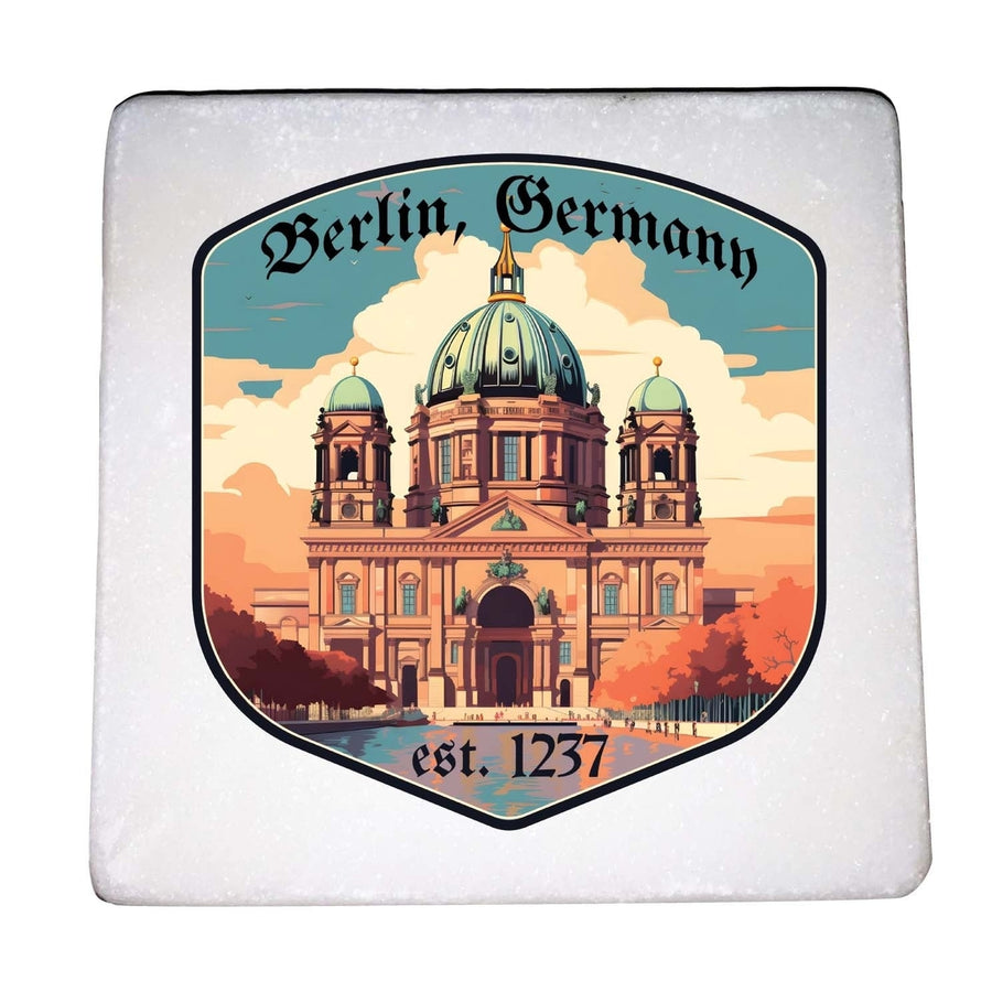 Berlin Germany Design B Souvenir 4x4-Inch Coaster Marble 4 Pack Image 1