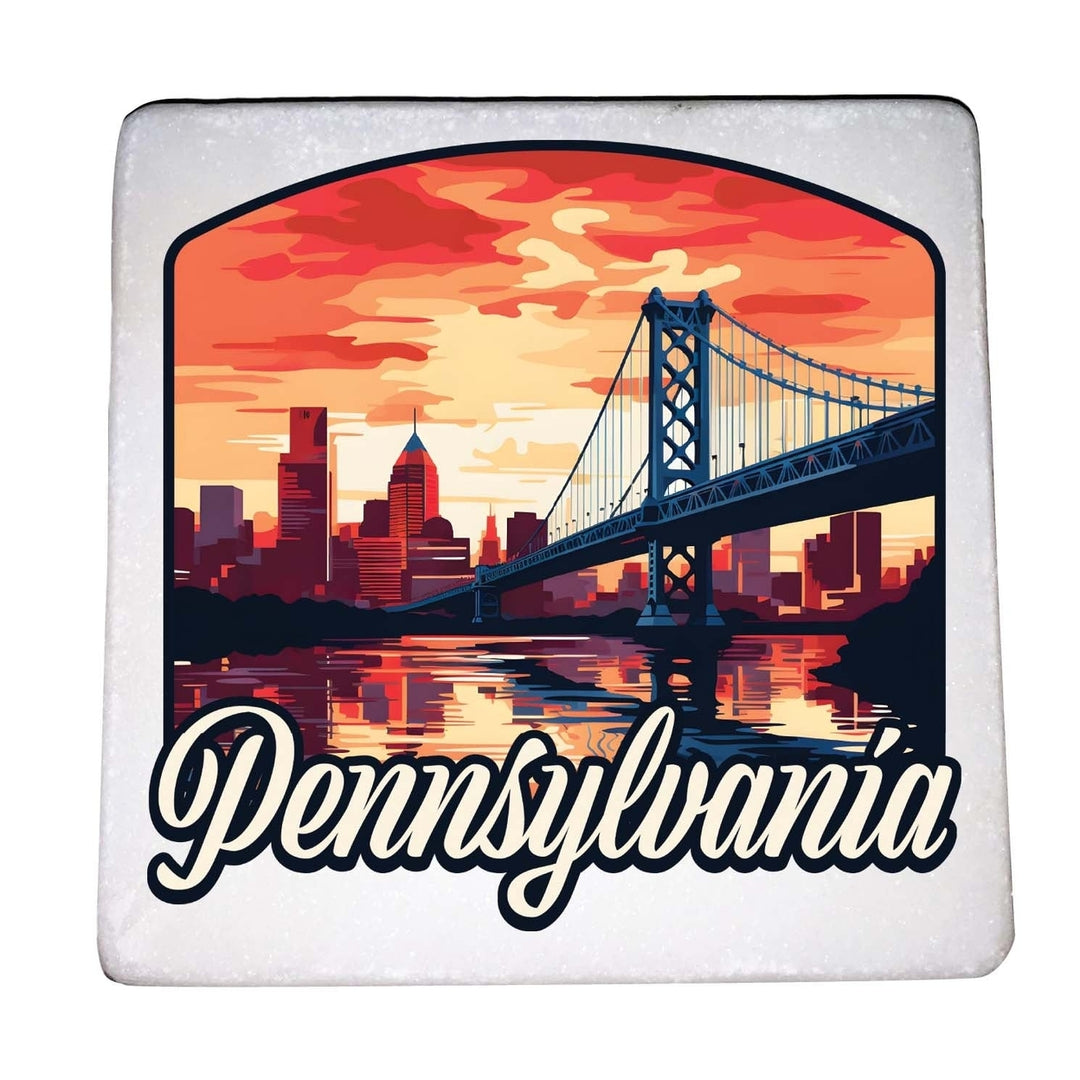 Pennsylvania Design A Souvenir 4x4-Inch Coaster Marble 4 Pack Image 1