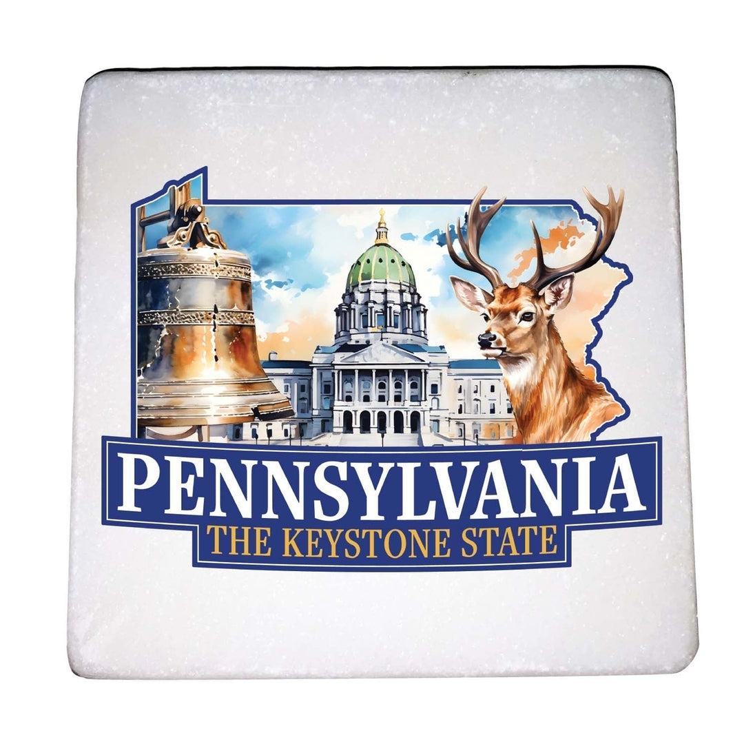 Pennsylvania Design D Souvenir 4x4-Inch Coaster Marble 4 Pack Image 1