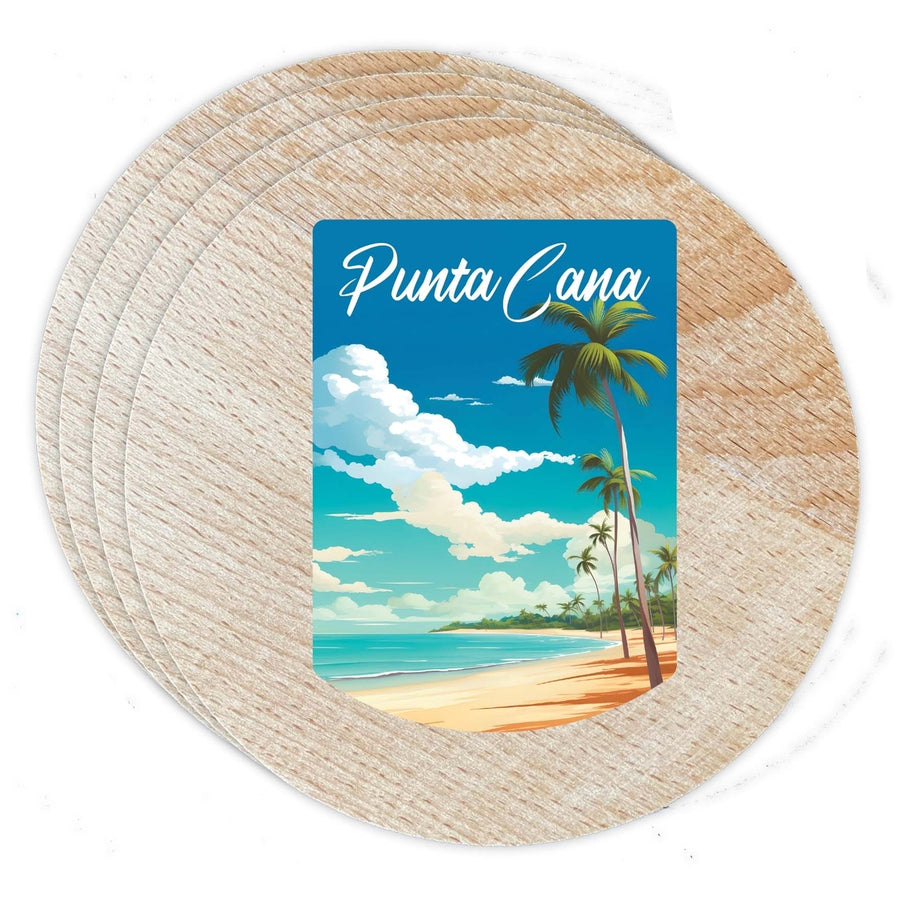 Punta Cana Dominican Republic Design D Souvenir Coaster Wooden 3.5 x 3.5-Inch 4 Pack Image 1