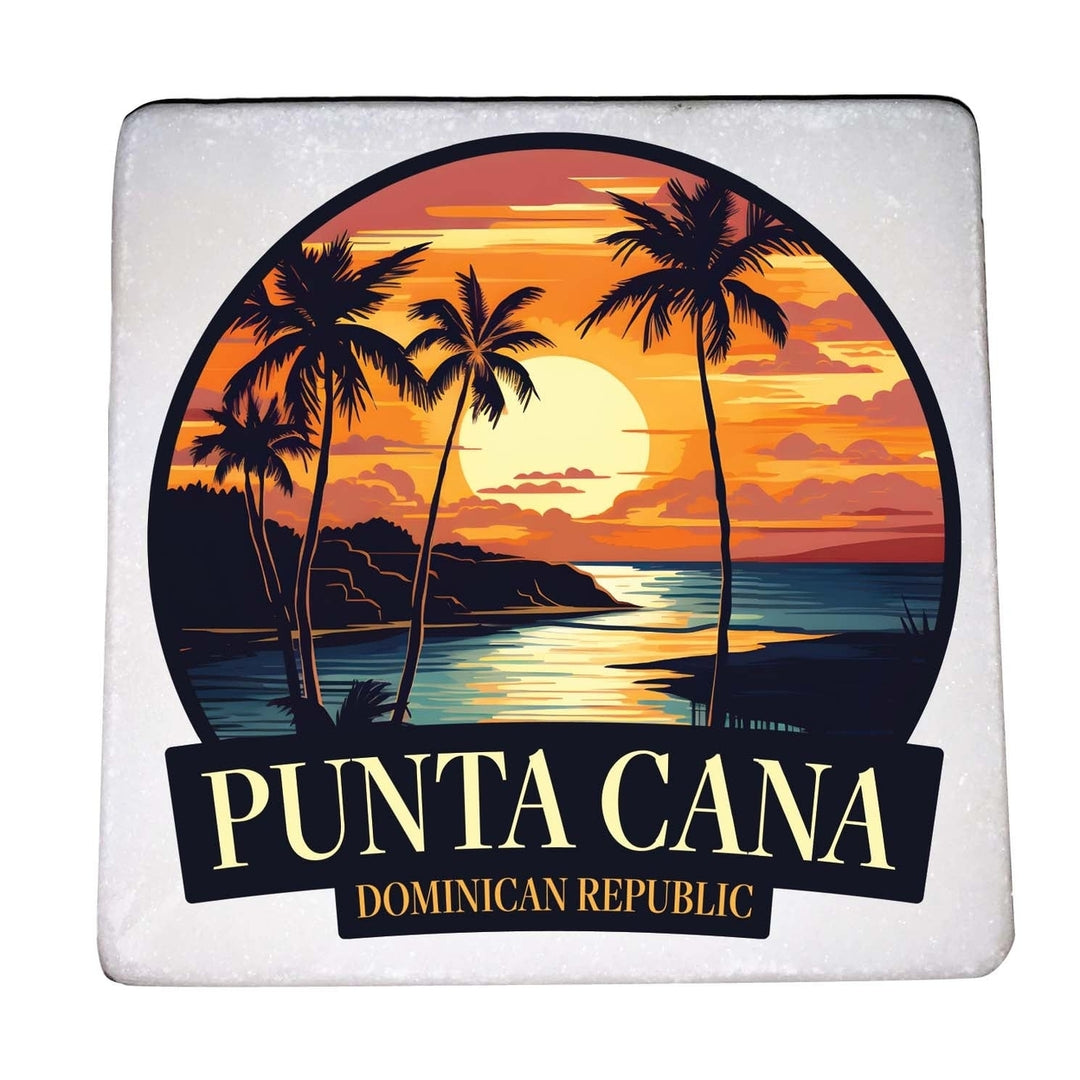 Punta Cana Dominican Republic Design E Souvenir 4x4-Inch Coaster Marble 4 Pack Image 1