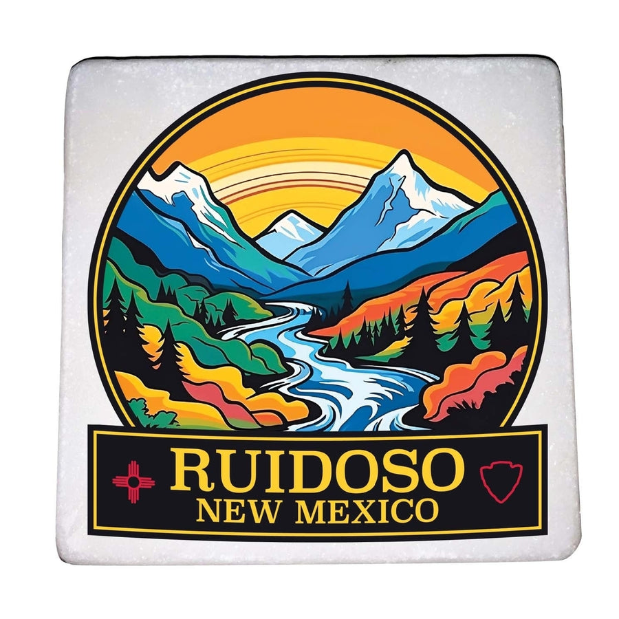 Ruidoso Mexico Design B Souvenir 4x4-Inch Coaster Marble 4 Pack Image 1