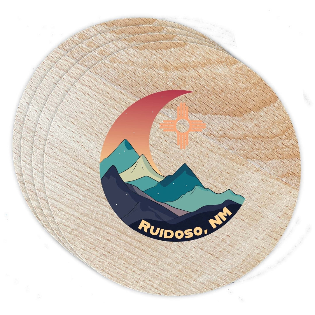 Ruidoso Mexico Design C Souvenir Coaster Wooden 3.5 x 3.5-Inch 4 Pack Image 1