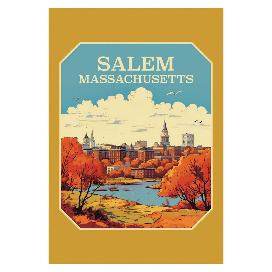 Salem Massachussettes Design A Souvenir Wood sign with frame 5x7 Image 1