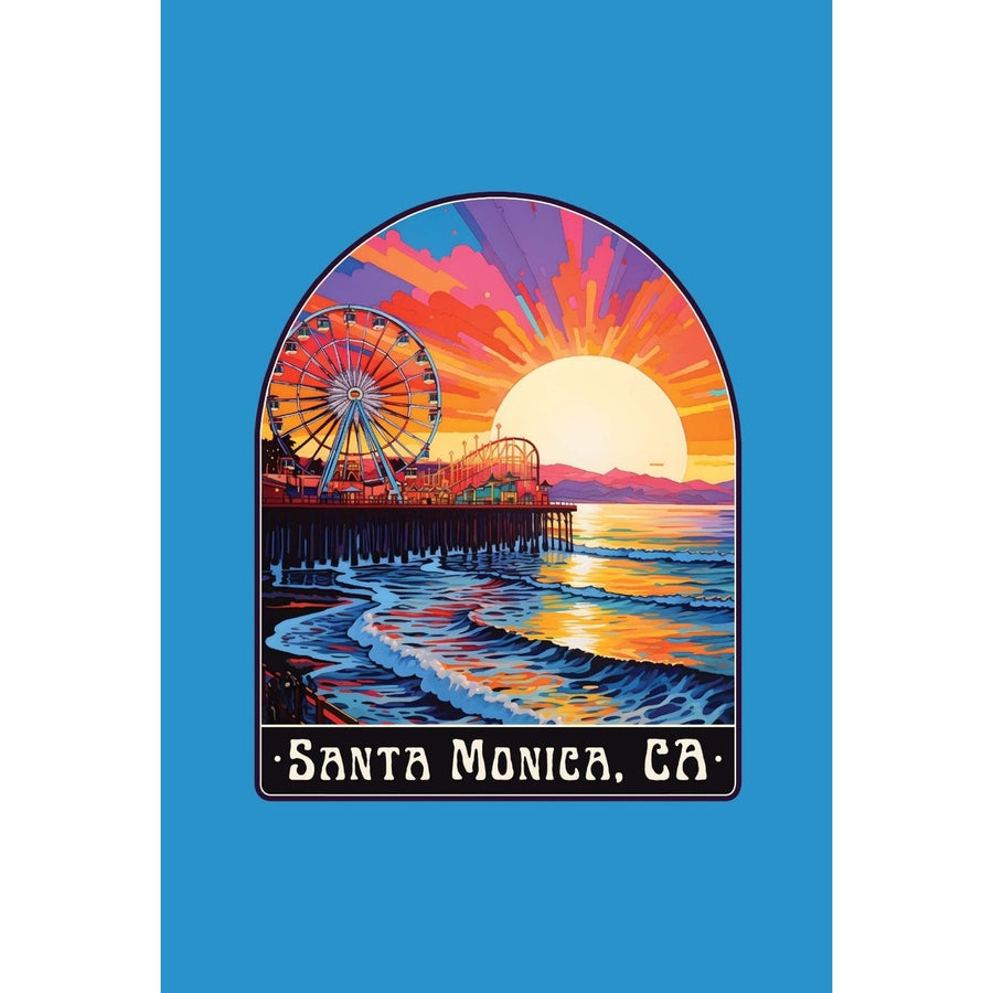 Santa Monica California Design B Souvenir Wood sign with frame 5x7 Image 1