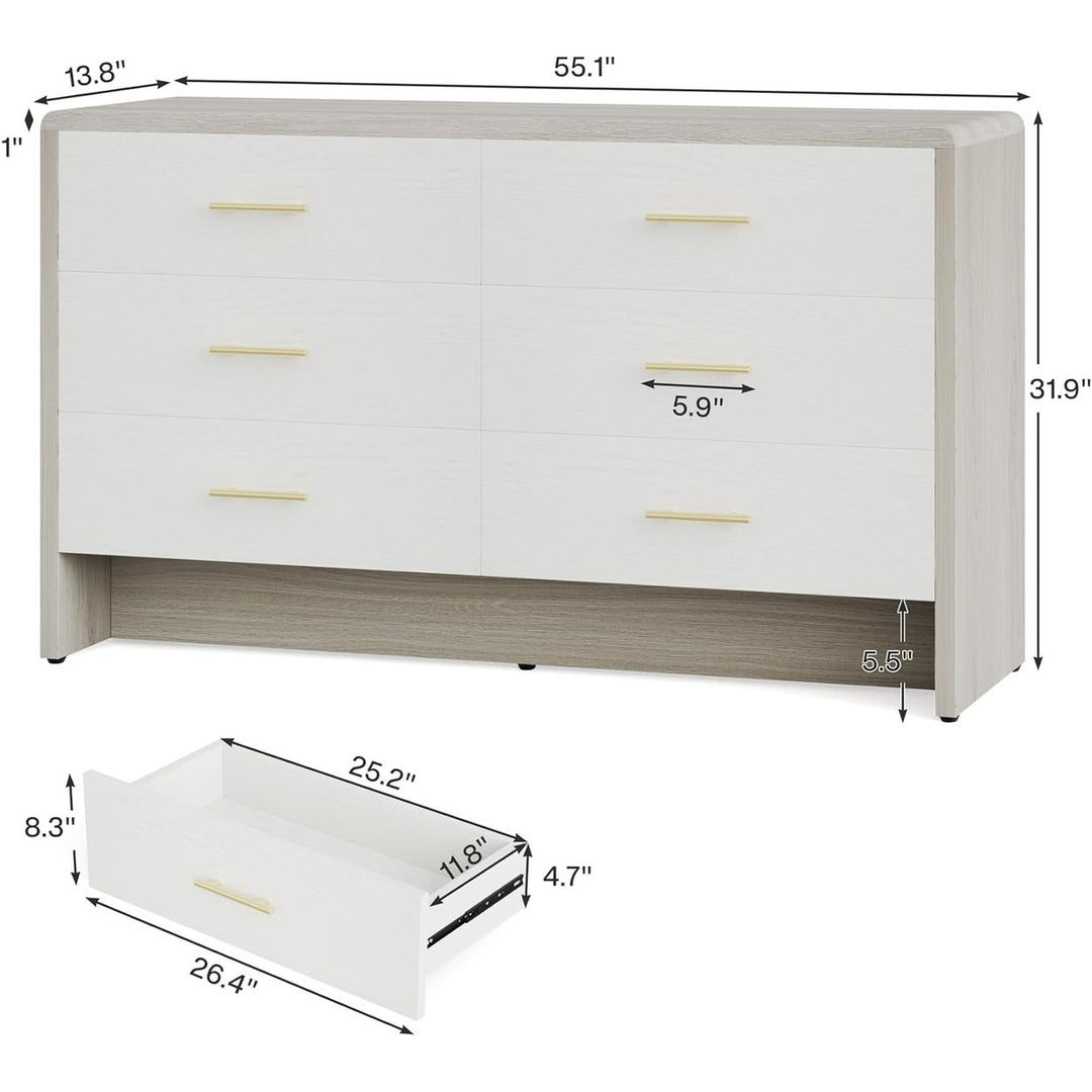 Tribesigns Dresser for Bedroom with 6 Drawers, 55-Inch Double Wide Chest of Drawers with Gold Handles Image 5