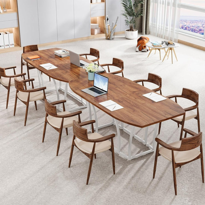 Tribesigns 71" Rectangular Conference Table for 6-8 People Rustic Brown MDF Image 3