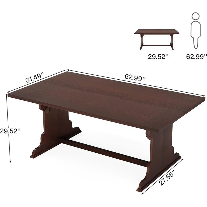 Tribesigns 63-Inch Walnut Computer Desk, Large Long Wooden Computer Desk, Vintage Home Office Desk, Study Writing Table Image 6