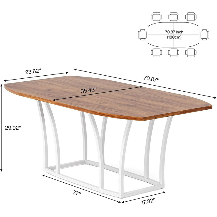 Tribesigns 71" Rectangular Conference Table for 6-8 People Rustic Brown MDF Image 6