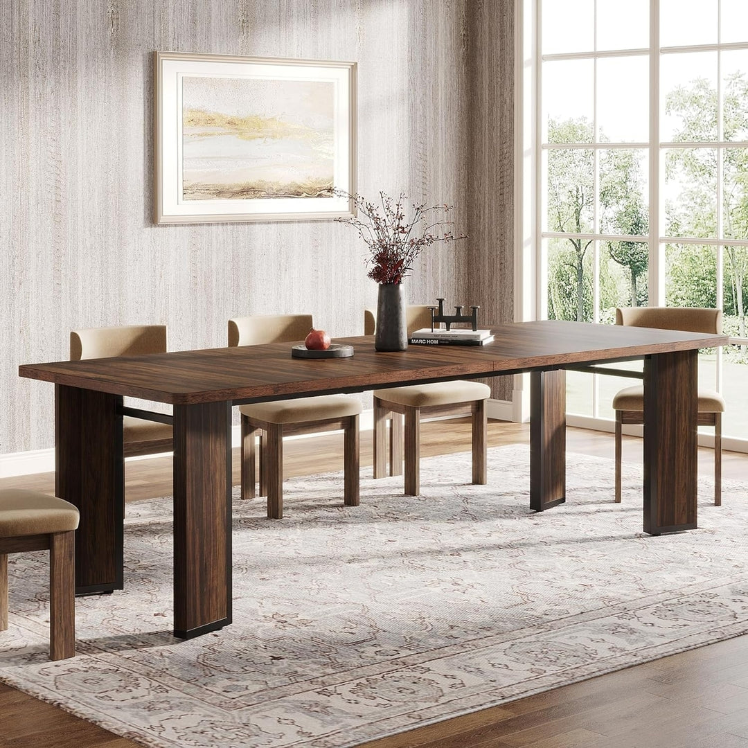 Tribesigns Large Wood Dining Table Farmhouse 78 Inch Rectangular Rustic Brown Image 2