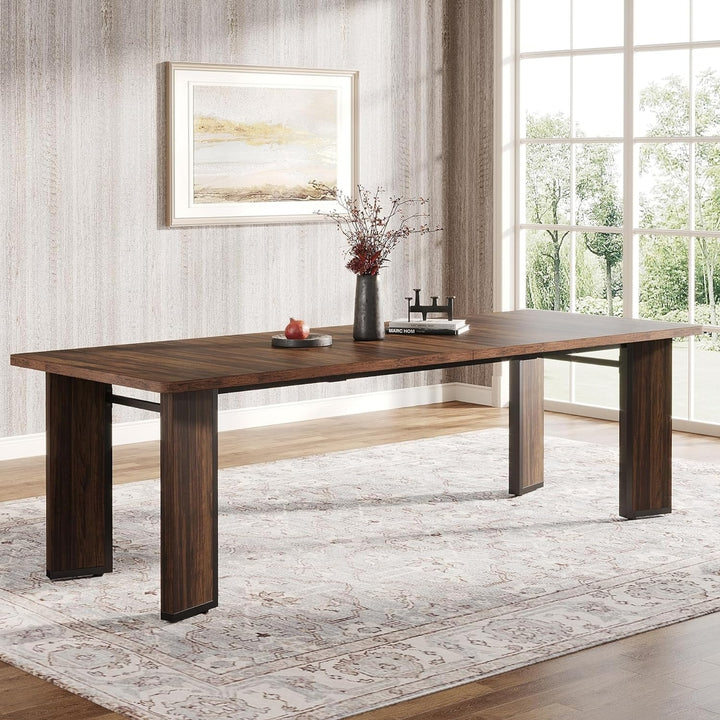 Tribesigns Large Wood Dining Table Farmhouse 78 Inch Rectangular Rustic Brown Image 4