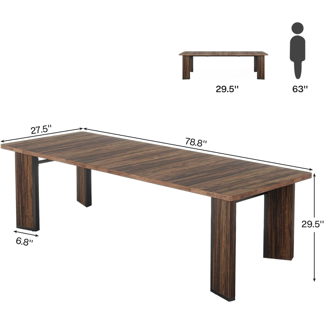 Tribesigns Large Wood Dining Table Farmhouse 78 Inch Rectangular Rustic Brown Image 5