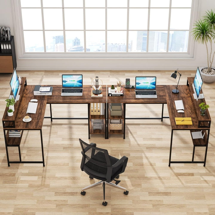 Tribesigns L Shaped Desk with Monitor Stand Reversible Corner Desk 59x47 Wood Image 4