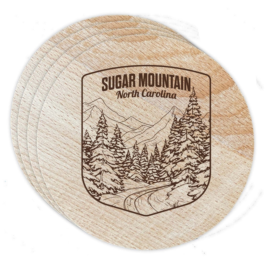 Sugar Mountain North Carolina Souvenir Etched Coaster Wooden 3.5 x 3.5-Inch 4 Pack Image 1