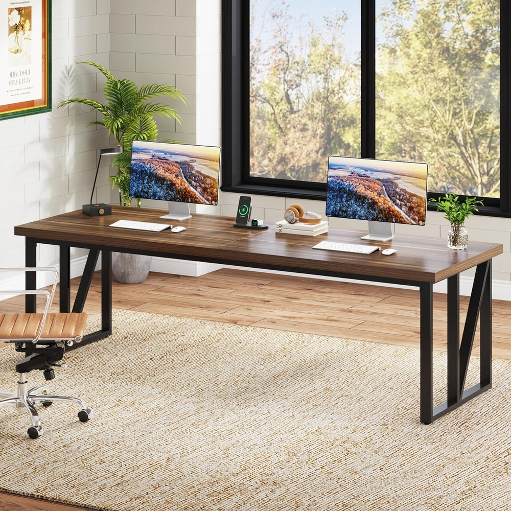 Tribesigns 78.7 Inch Double Computer Desk Large Wood Home Office Furniture Image 2