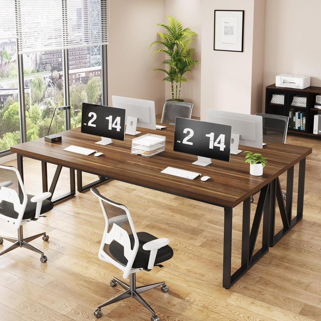 Tribesigns 78.7 Inch Double Computer Desk Large Wood Home Office Furniture Image 4