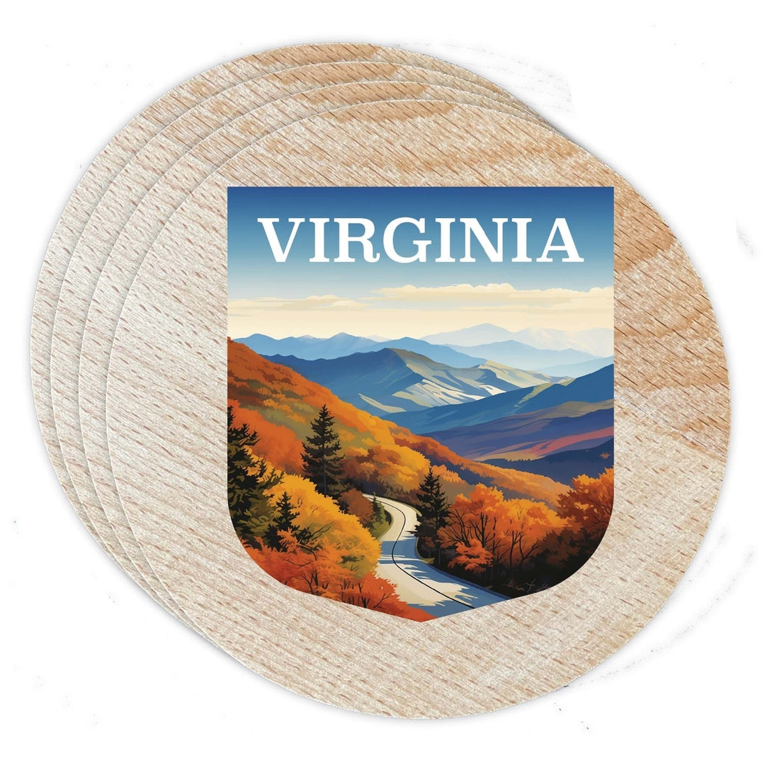 Virginia Design A Souvenir Coaster Wooden 3.5 x 3.5-Inch 4 Pack Image 1