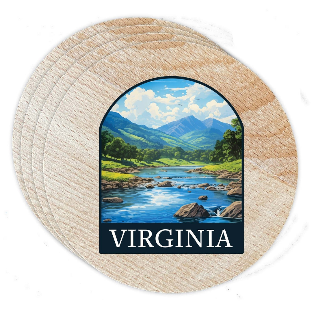 Virginia Design B Souvenir Coaster Wooden 3.5 x 3.5-Inch 4 Pack Image 1