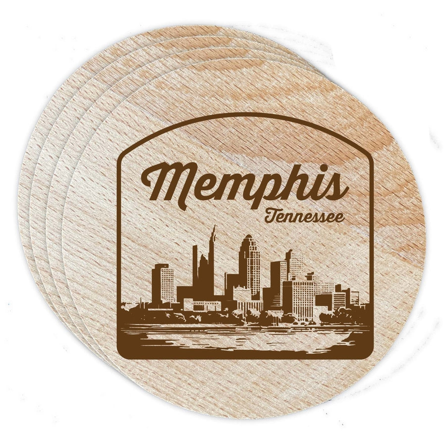 Memphis Tennessee Souvenir Etched Coaster Wooden 3.5 x 3.5-Inch 4 Pack Image 1