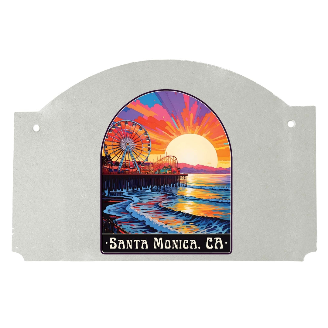 Santa Monica California Design B Souvenir Wood sign flat with string Image 1