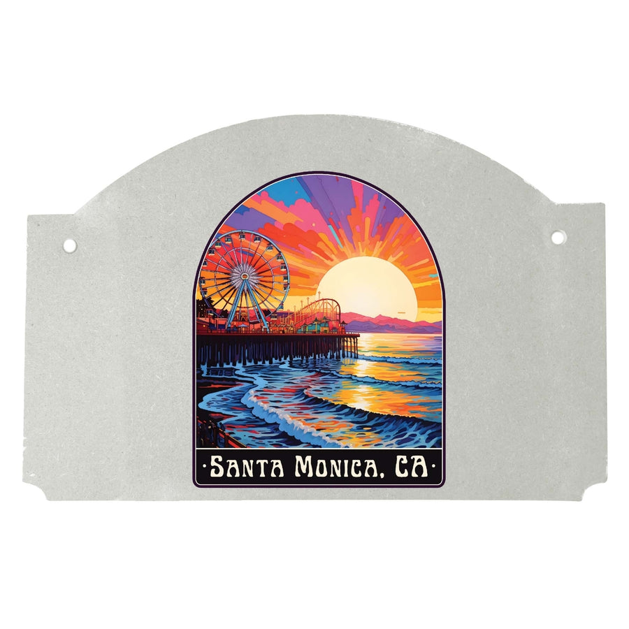 Santa Monica California Design B Souvenir Wood sign flat with string Image 1