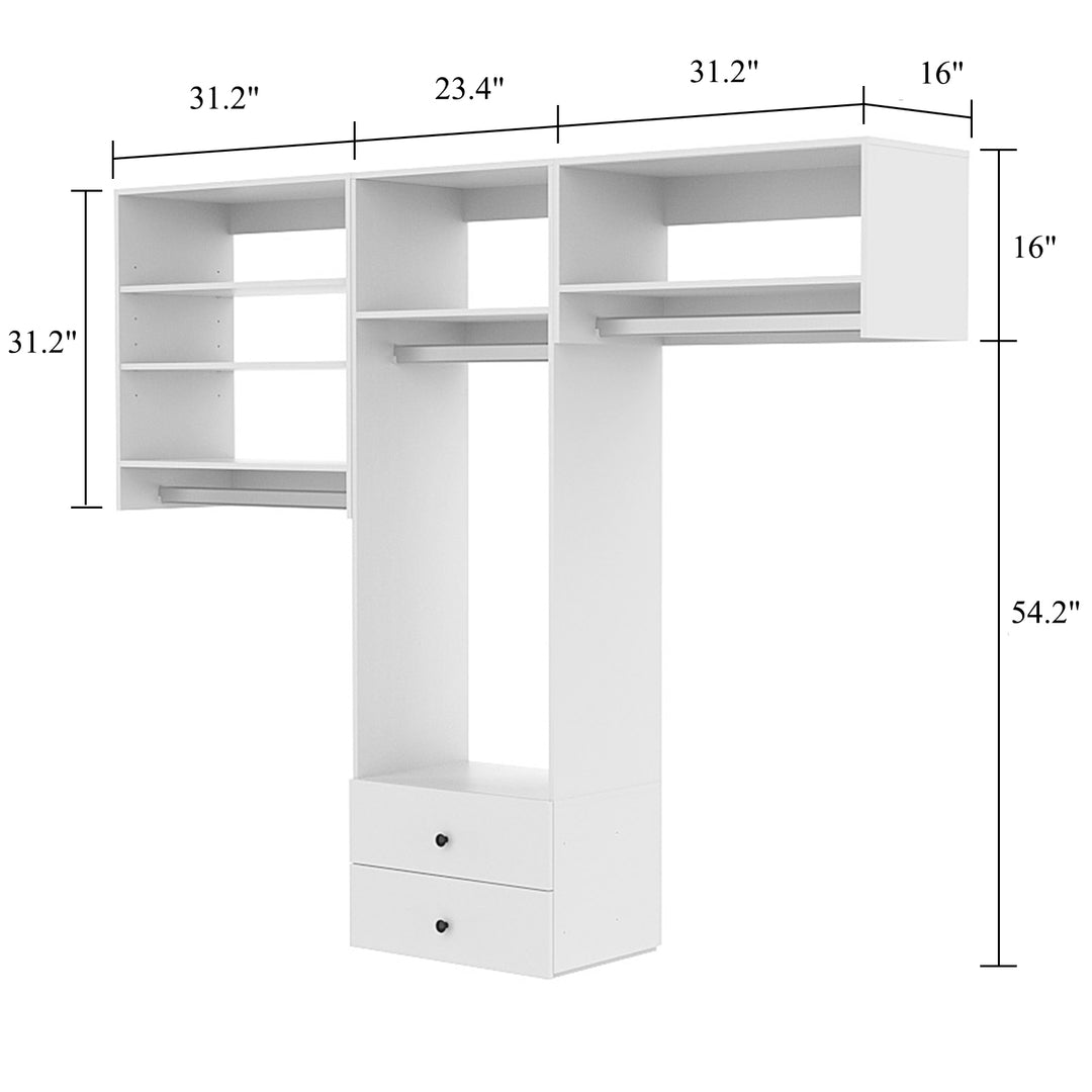 Livelylodge Closet Organizer System Built-in with 4 Drawers Modular Storage Cabinet Wall Mount 2 Hanging Rods Shelves Image 5