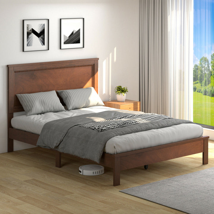 Twin/Full/Queen Size Bed Frame Platform Slat High Headboard Bedroom Rubber Wood Leg Image 8